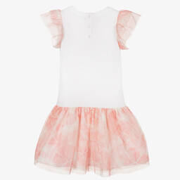 AIGNER-Girls White & Pink Tulle Dress | Childrensalon Outlet
