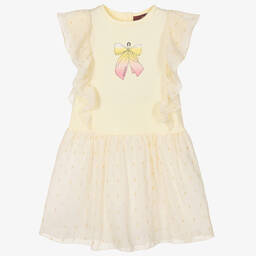 AIGNER-Girls Yellow Cotton & Chiffon Dress | Childrensalon Outlet