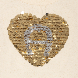 AIGNER-Gold Cotton Sequin Logo Dress | Childrensalon Outlet