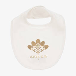 AIGNER-Ivory Cotton Bib for Girls | Childrensalon Outlet