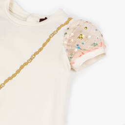 AIGNER-Кремовое хлопковое платье с дизайном сумки для девочек | Childrensalon Outlet