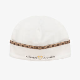 AIGNER-قبعة فاخرة من بيما للرضع بلون العاج | Childrensalon Outlet