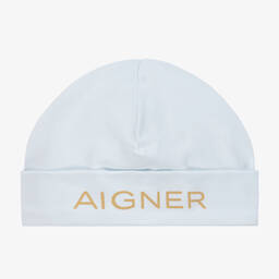 AIGNER-Pale Blue Pima Cotton Baby Hat | Childrensalon Outlet
