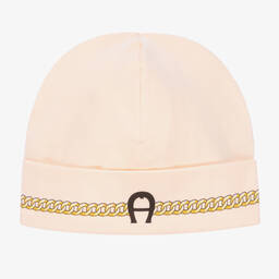 AIGNER-Pink Cotton Baby Hat | Childrensalon Outlet