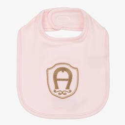 AIGNER-Pink Pima Cotton Baby Bib | Childrensalon Outlet