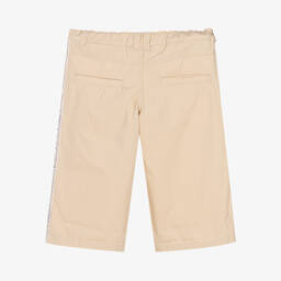 AIGNER-Teen Boys Beige Cotton Logo Shorts | Childrensalon Outlet