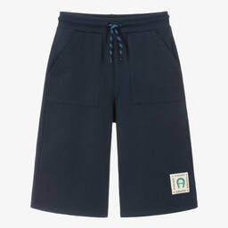 AIGNER-Teen Boys Blue Cotton Jersey Shorts | Childrensalon Outlet