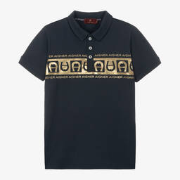 AIGNER-Teen Boys Blue Cotton Polo Shirt | Childrensalon Outlet