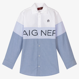 AIGNER-Teen Boys Blue Logo Shirt | Childrensalon Outlet