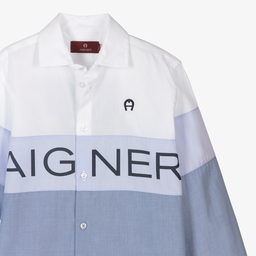 AIGNER-Teen Boys Blue Logo Shirt | Childrensalon Outlet