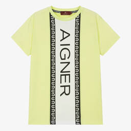 AIGNER-Teen Boys Green Cotton Stripe T-Shirt | Childrensalon Outlet
