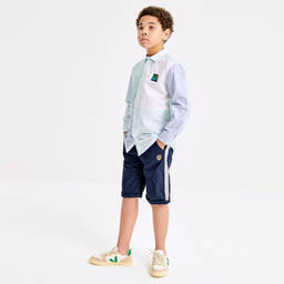 AIGNER-Teen Boys Navy Blue Cotton Logo Shorts | Childrensalon Outlet