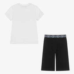 AIGNER-Teen Boys White & Black Cotton Shorts Set | Childrensalon Outlet