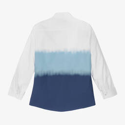 AIGNER-Teen Boys White & Blue Ombré Cotton Shirt | Childrensalon Outlet