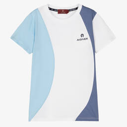 AIGNER-Teen Boys White Colour Block T-Shirt | Childrensalon Outlet