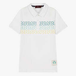 AIGNER-Teen Boys White Cotton Jersey Polo Shirt | Childrensalon Outlet