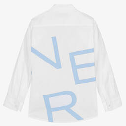 AIGNER-Teen Boys White Cotton Logo Shirt | Childrensalon Outlet