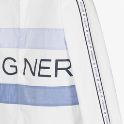 AIGNER-Teen Boys White Cotton Shirt | Childrensalon Outlet
