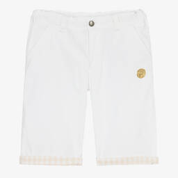 AIGNER-Teen Boys White Cotton Shorts | Childrensalon Outlet