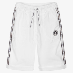 AIGNER-Teen Boys White Logo Shorts | Childrensalon Outlet