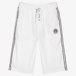 AIGNER-Teen Boys White Logo Shorts | Childrensalon Outlet