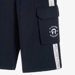 AIGNER-طقم شورت تينز ولادي قطن لون أبيض وكحلي | Childrensalon Outlet