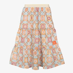 AIGNER-Голубая хлопковая юбка с цветами для подростков | Childrensalon Outlet