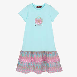 AIGNER-Teen Girls Blue Cotton & Knit Handbag Dress | Childrensalon Outlet