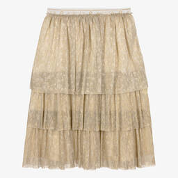 AIGNER-Teen Girls Gold Ruffle Plissé Skirt | Childrensalon Outlet