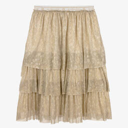 AIGNER-Teen Girls Gold Ruffle Plissé Skirt | Childrensalon Outlet