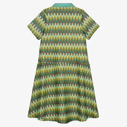 AIGNER-فستان تينز بناتي بطبعات متعرجة لون بني وأخضر | Childrensalon Outlet