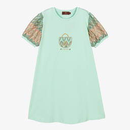 AIGNER-Teen Girls Green Cotton & Knit Dress | Childrensalon Outlet