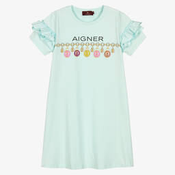 AIGNER-Teen Girls Green Cotton Logo Dress | Childrensalon Outlet