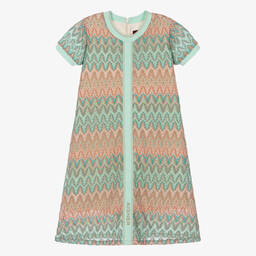 AIGNER-Teen Girls Green & Pink Knitted Lace Dress | Childrensalon Outlet