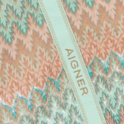 AIGNER-Teen Girls Green & Pink Knitted Lace Dress | Childrensalon Outlet