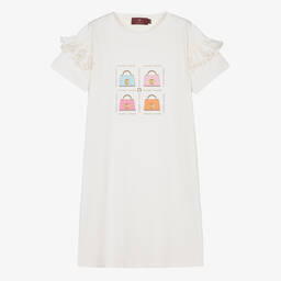 AIGNER-Teen Girls Ivory Handbag Cotton Dress | Childrensalon Outlet
