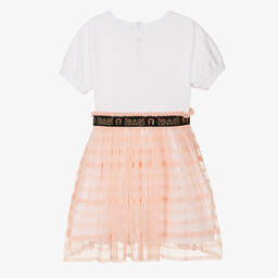 AIGNER-Розово-белое платье с бабочкой | Childrensalon Outlet