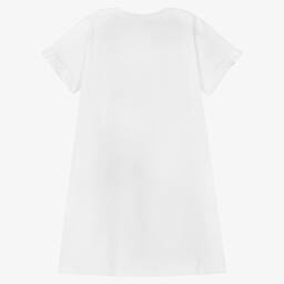 AIGNER-فستان تينز بناتي قطن جيرسي لون أبيض وزهري | Childrensalon Outlet