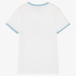 AIGNER-تيشيرت تينز ولادي قطن لون أبيض وأزرق | Childrensalon Outlet