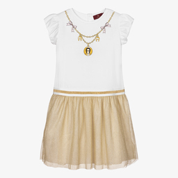 AIGNER-Teen White & Gold Tulle Dress | Childrensalon Outlet