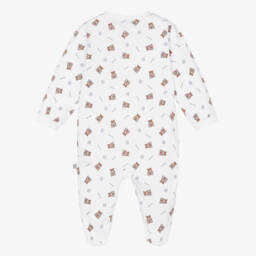 AIGNER-White Cotton Teddy Horseshoe Babygrow | Childrensalon Outlet