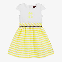 AIGNER-White & Yellow Striped Dress | Childrensalon Outlet