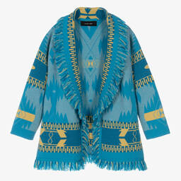 Alanui-Blue & Yellow Wool Icon Cardigan | Childrensalon Outlet
