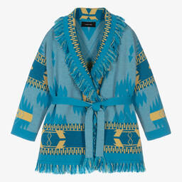 Alanui-Blue & Yellow Wool Icon Cardigan | Childrensalon Outlet