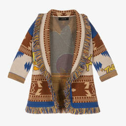 Alanui-Brown & Blue Wool Icon Cardigan | Childrensalon Outlet