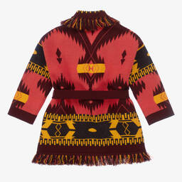Alanui-Red & Yellow Wool Icon Jacquard Cardigan | Childrensalon Outlet