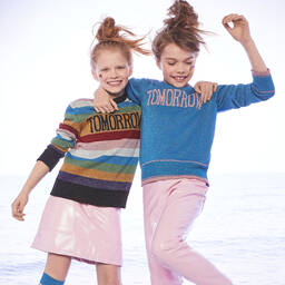 Alberta Ferretti-Girls Glittery Striped Sweater | Childrensalon Outlet