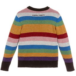 Alberta Ferretti-Girls Glittery Striped Sweater | Childrensalon Outlet