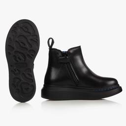 الكسندر ماكوين-بوت جلد لون أسود وأزرق | Childrensalon Outlet