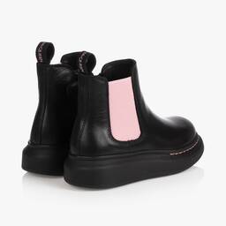 Alexander McQueen-Black & Pink Leather Boots | Childrensalon Outlet